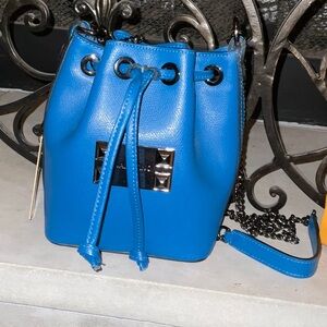 Mario Valentino Blue bucket bag crossbody Studs NWT